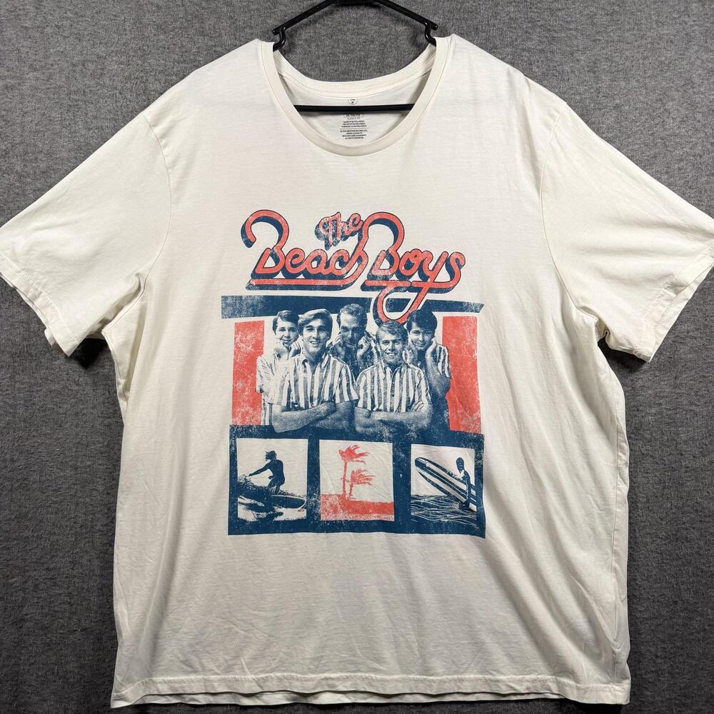 The Beach Boys Wrangler Shirt Mens 2XL White Good Vibrations 1964 Tour Band Tee